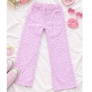 🌸BAGGY JEANS🌸 Baggy Wide Leg Jeans High Rise Pink Flowers Size 8 Old Navy